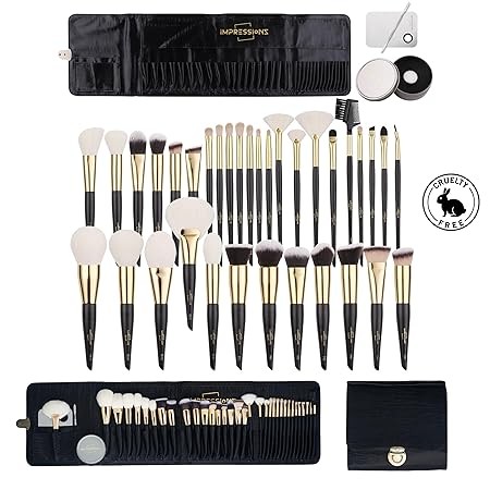 ImpressionZ Professional-Grade Luxury Makeup Brush Set - Cruelty-Free 34 Pieces with Travel Bag